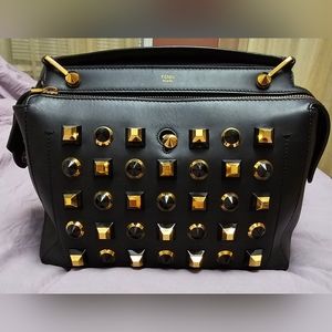 DotCom Convertible Satchel Studded Leather Medium Bag